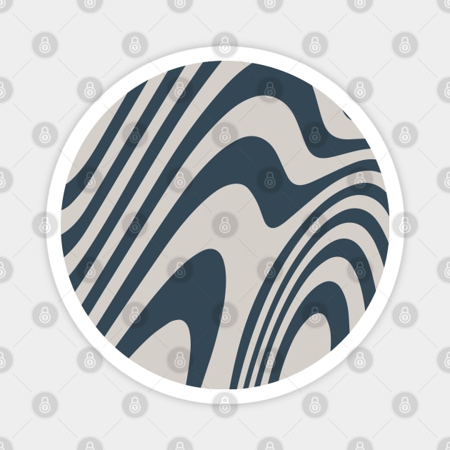 Blue Grey Zebra Grooves Abstract Pattern Art Magnet by love-fi